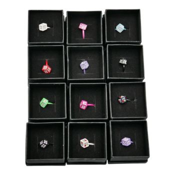 Boxed Diamante Dice Ring 