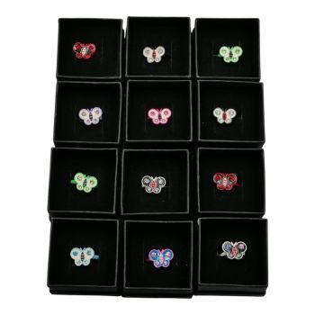 Boxed Diamante Butterfly Ring 