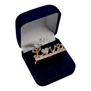 Boxed Diamante Love Double Finger Ring