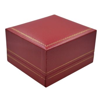 Classic Red leatherette watch box with White velvet and White satin interior.
