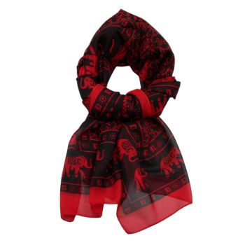 Elephant & Flowers Chiffon Scarf