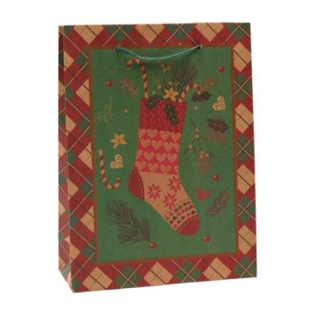 Medium Christmas Socks Paper Gift Bag
