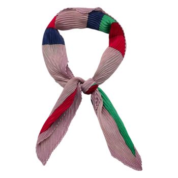 Ladies Geometric Silk Feel pleated Neck Scarf