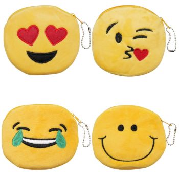 Plush velvet, emoji design coin purses.
