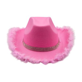 Feather Trim Bling Cowboy Hat