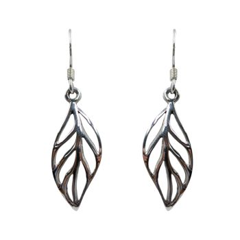 Silver Leaf Drop Earrings 