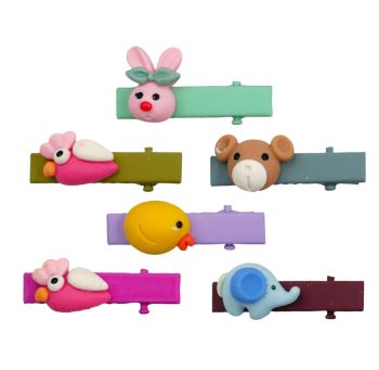 Kids Painted Concord Clip with Resin Animals