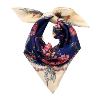 Floral Print Satin Square Scarf
