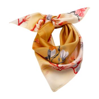 Floral Print Satin Square Scarf