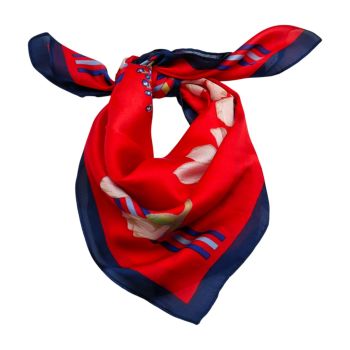 Floral Print Satin Square Scarf