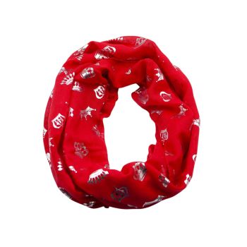 Silver Foil Crown Print Endless Loop Scarves