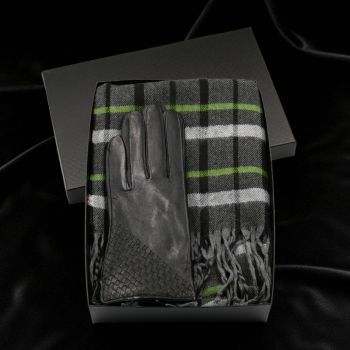Ladies Boxed Scarf & Leather Gloves Gift Set