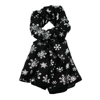 Ladies Silver Foil Snowflake Christmas Scarf  