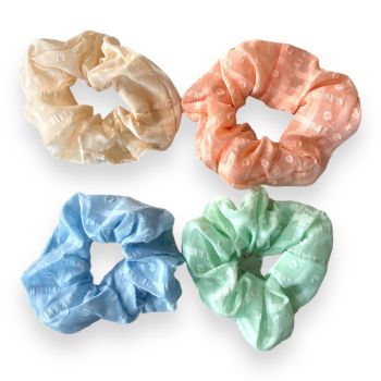 Pastel Seersucker Scrunchies 