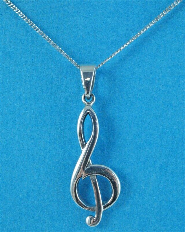 Buy Silver Treble Clef Musical Note Pendant Online in UK