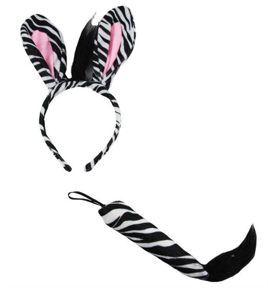 Zebra Ears & Tail Set (£1.20 Per Set)