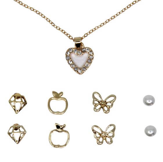 Diamante Heart Pendant Set (£1.40 Each)