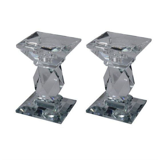 Glass Diamond Cut Candle Holders