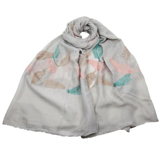 Embroidered Leaf Maxi Scarves (£2.20 Each)