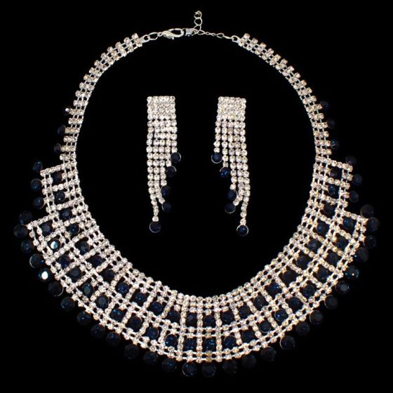 Diamante Necklace & Drop Earrings Set