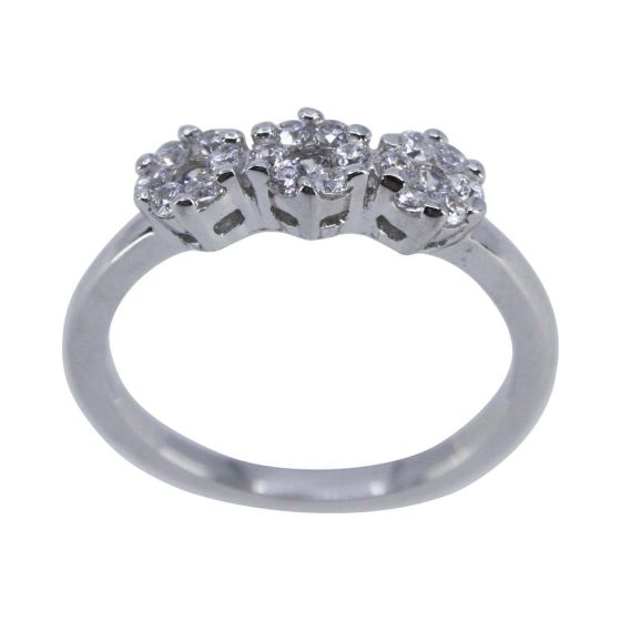 Rhodium plated sterling silver ring with Clear cubic zirconia stones.