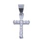 Rhodium plated sterling Silver cross pendant with Clear cubic zirconia stones.
