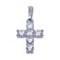 Rhodium plated sterling Silver cross pendant with Clear cubic zirconia stones.
