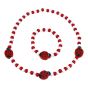 Ladybird design, elasticated wooden bead necklace and bracelet set

