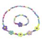 Girls elasticated, flower acrylic bead necklace and bracelet set.
