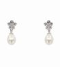 Silver Clear CZ & Freshwater Pearl Drop Earrings