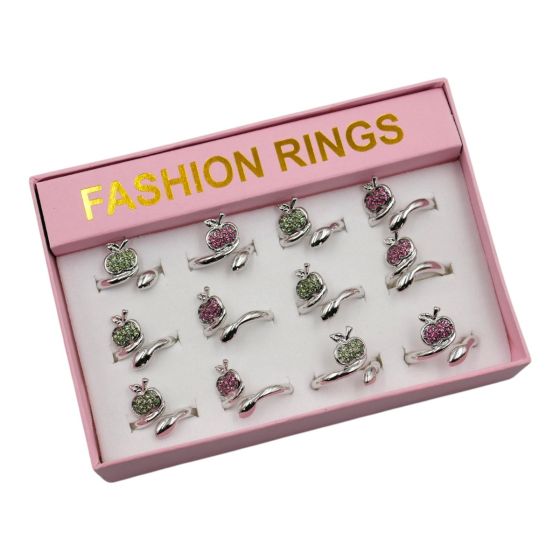 Boxed Diamante Apple Rings