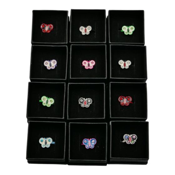 Boxed Diamante Butterfly Ring