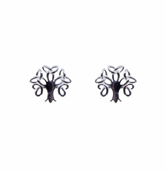 Rhodium plated sterling Silver Celtic tree of life design stud earrings.
