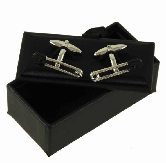 Novelty Safety Pin Cufflinks (£2.95 per Boxed Pair)