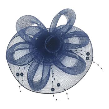 ladies  rosette design fascinator with pretty seed pearl trim in matching colours.

The fascinator comes on a rhodium colour plated concord clip.

Fascinator is available in Baby Blue ,Black ,Red ,Navy ,Peach ,lilac and Gold .

Sold as a pack of 3 p