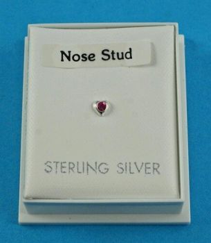Silver Crystal Heart Ass col Nose Stud