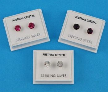 6mm  Austrian Crystal Ass Col Studs £2.30 Each Pack of 25 pairs