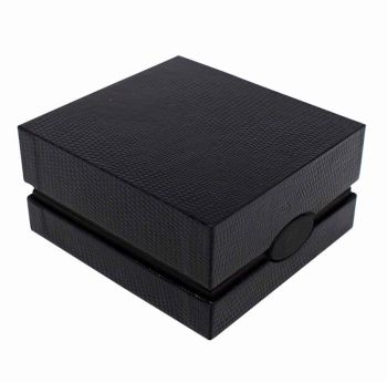Black Plaquette Leatherette Earring Box