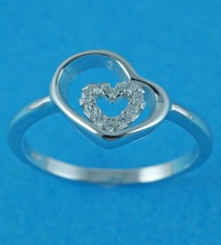 Silver Clear CZ Double Heart Ring