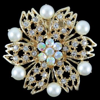 Venetti Diamante & Pearl Flower Scarf Clips (£1.30 Each)