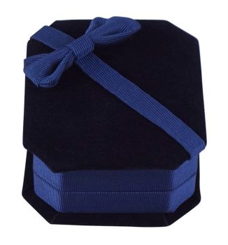 Navy Velvet & Ribbon Bow Earring Box (£1.20 Each)