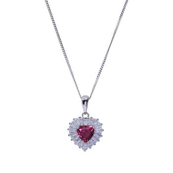 Silver Clear & Rose CZ Heart Pendant