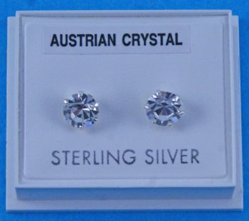 6mm Austrian Crystal Clear Stud Earrings