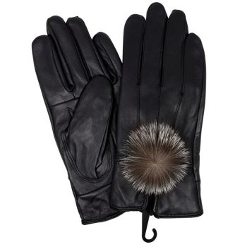 Ladies Leather & Faux Fur Winter Gloves