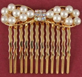 Pearl & Crystal Bow Comb (80p Each)