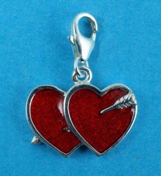 Silver Red Enamelled Heart Charm