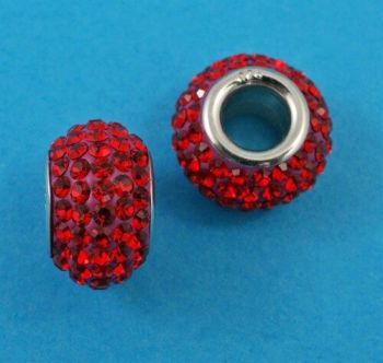 Silver & Ruby Crystal Bead ( now only £1.95 each)
