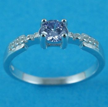 Silver Clear & Lavender CZ Ring