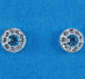 Silver Aqua & Clear Crystal Stud Earrings (£3.10 Each)