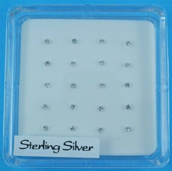 20-Pack 1.8mm 4-Claw Crystal Nose Studs